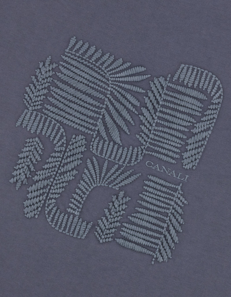 AVIO COTTON JERSEY T-SHIRT WITH RIBBED COLLAR AND GRAPHIC EMBROIDERY 4