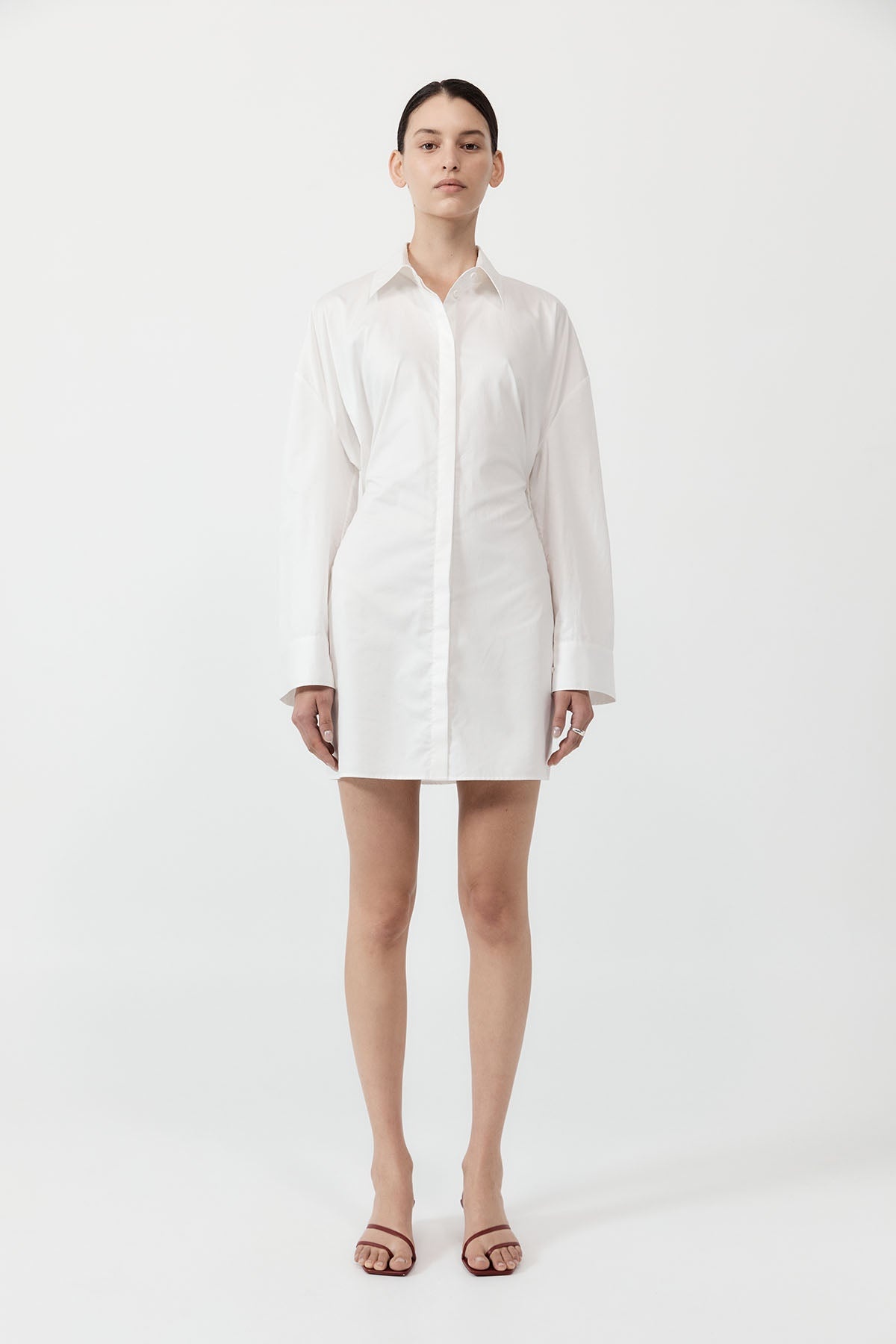 Cotton Oversized Shirt Dress - White - 2