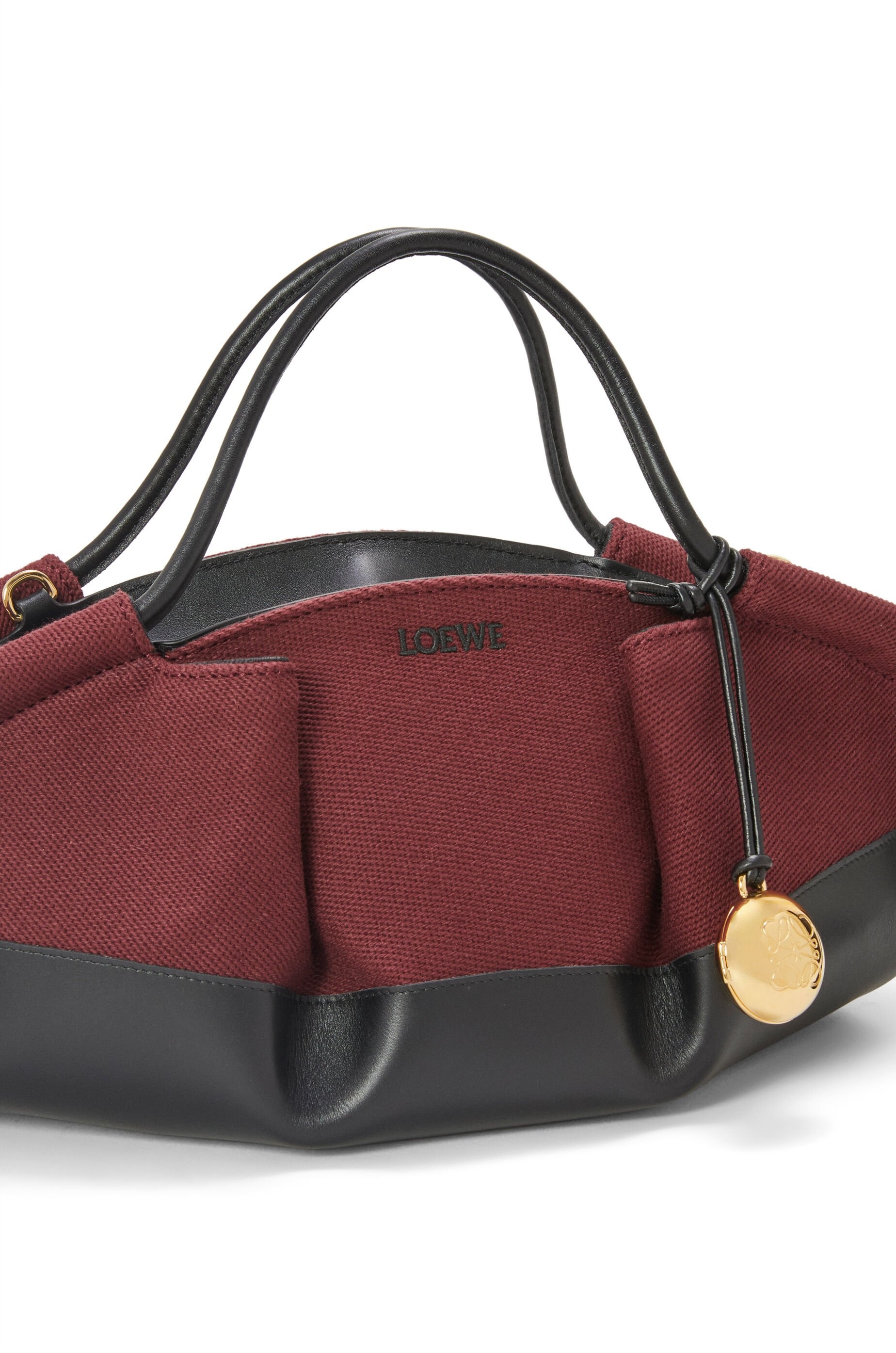 Small Paseo bag in shiny nappa calfskin and canvas - 8