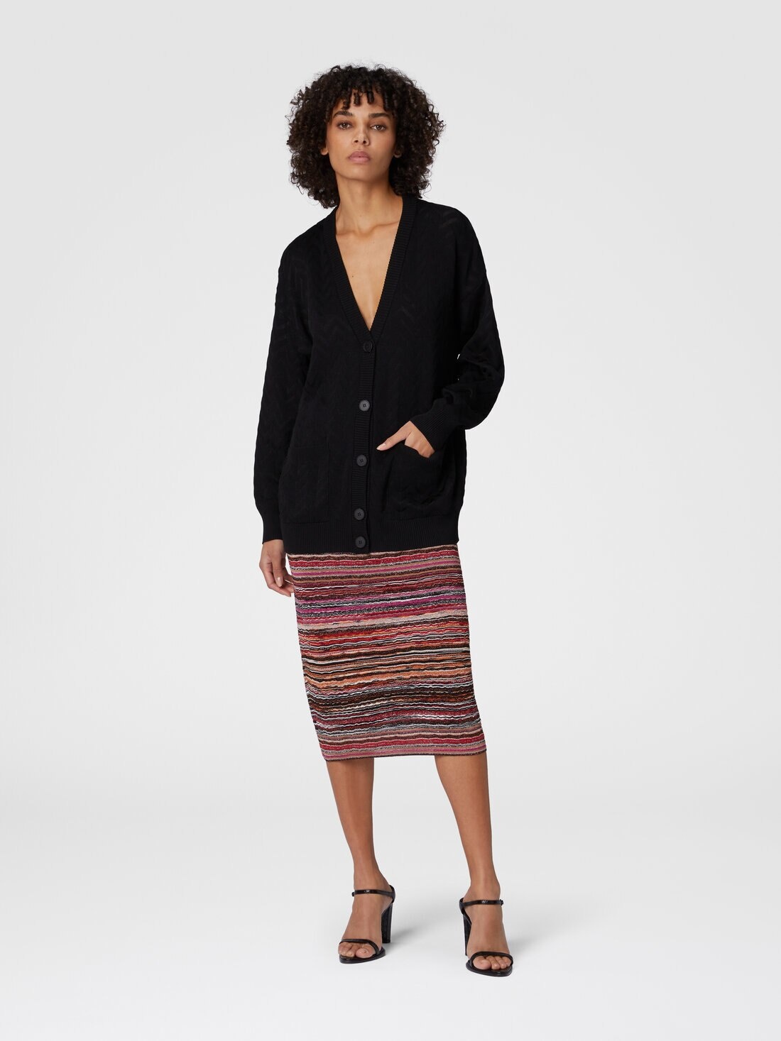 Tonal chevron oversized cardigan - 2