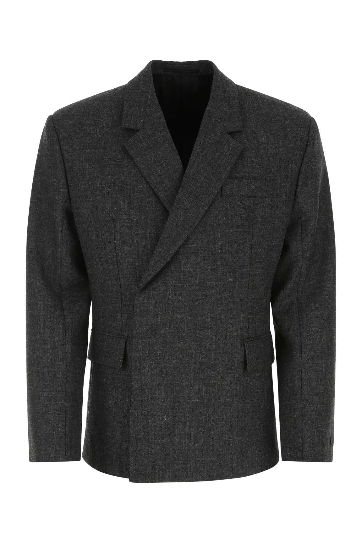Prada Men Melange Dark Grey Wool Blazer - 1