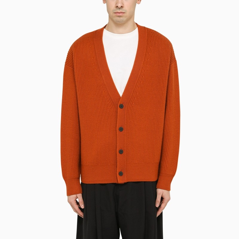 Terracotta wool cardigan - 1