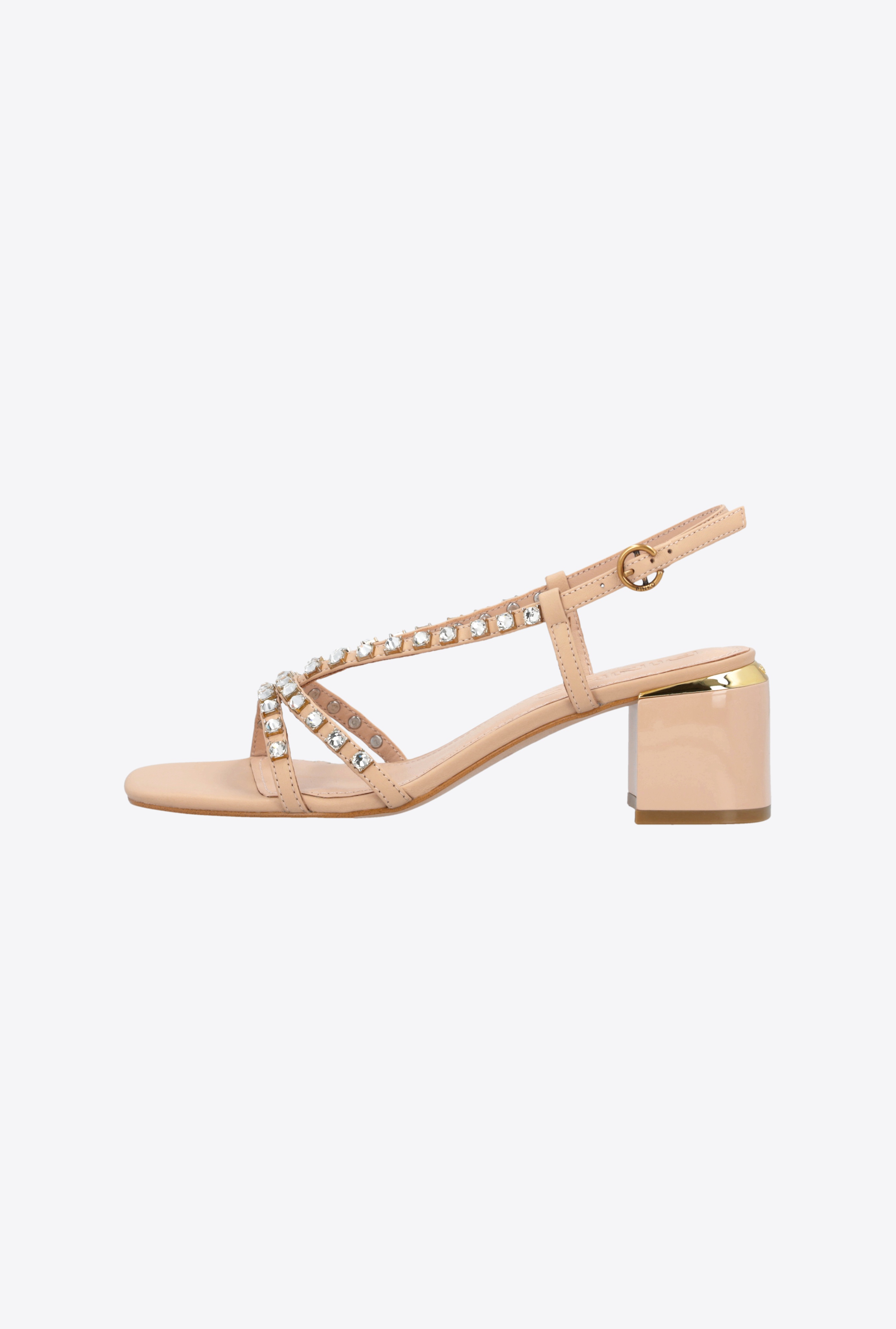 NAPPA LEATHER SANDALS WITH GOLDEN HEEL - 5