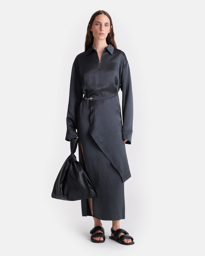 Draped Crinkled Satin Midi Dress 3