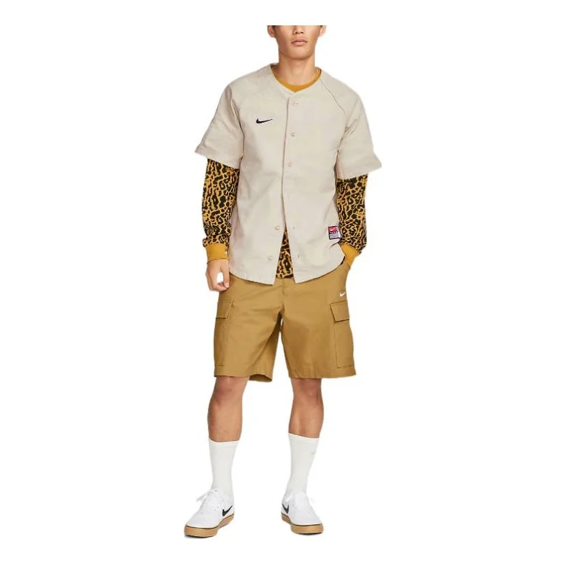 Nike SB Skateboard Solid Color Logo Embroidered Short Sleeve Unisex Yellow DQ6283-206 - 1