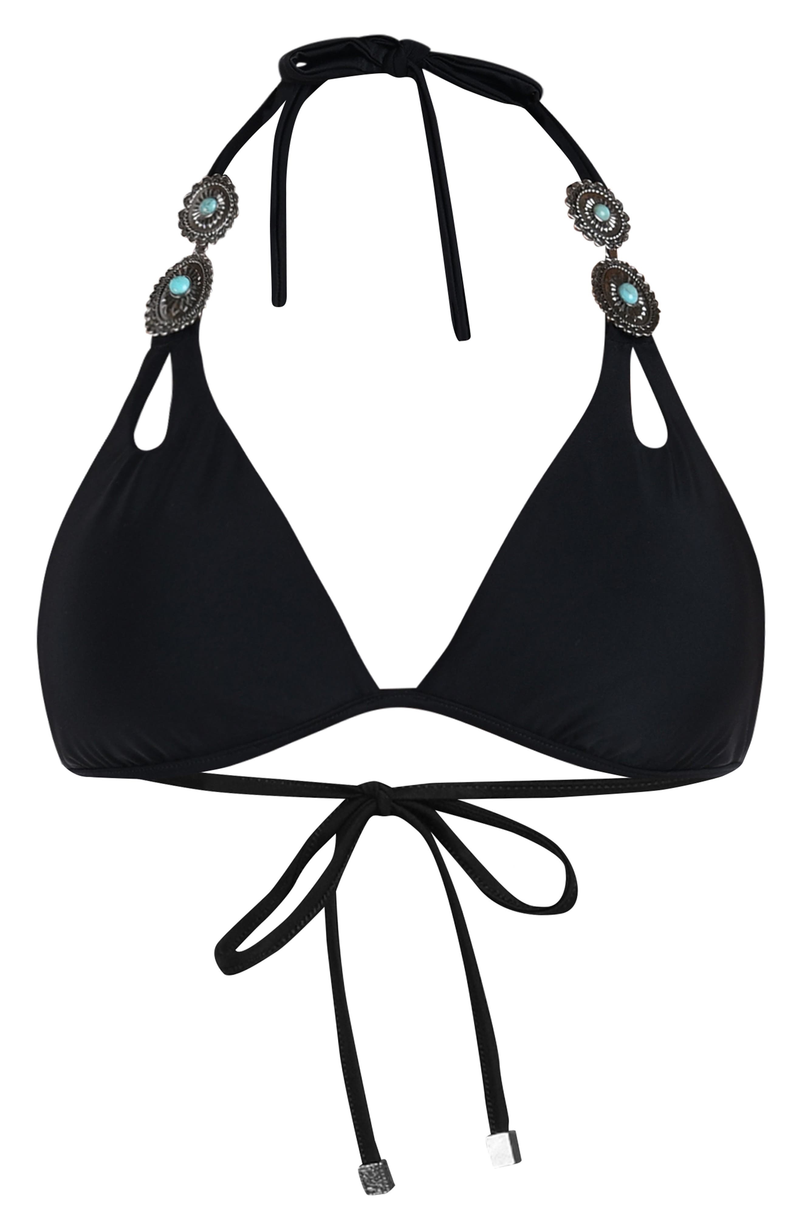 L'AGENCE Annabelle Concho Embellished Bikini Top in Black at Nordstrom - 3