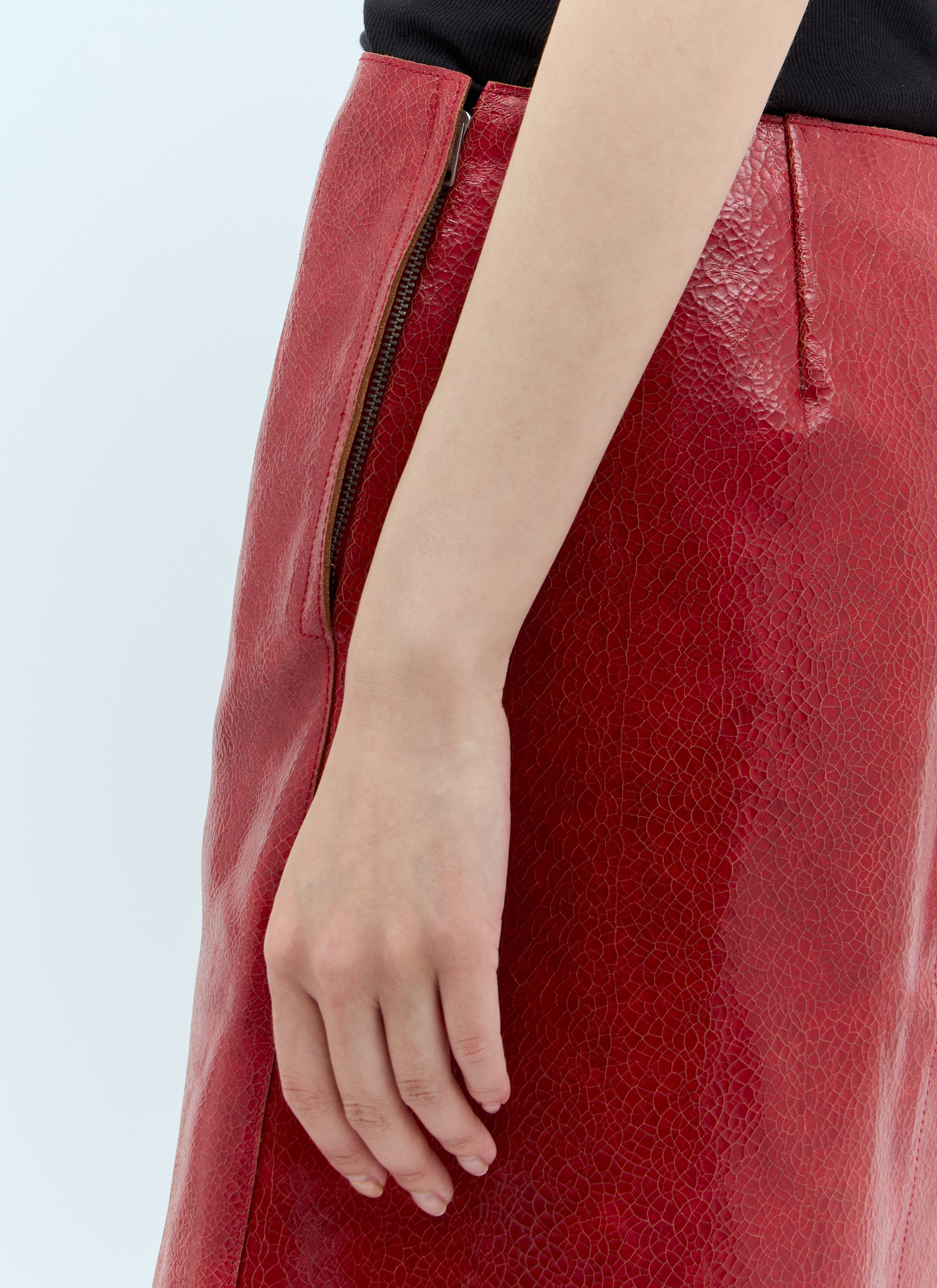 Prada Women Craquelé Leather Mini Skirt - 6