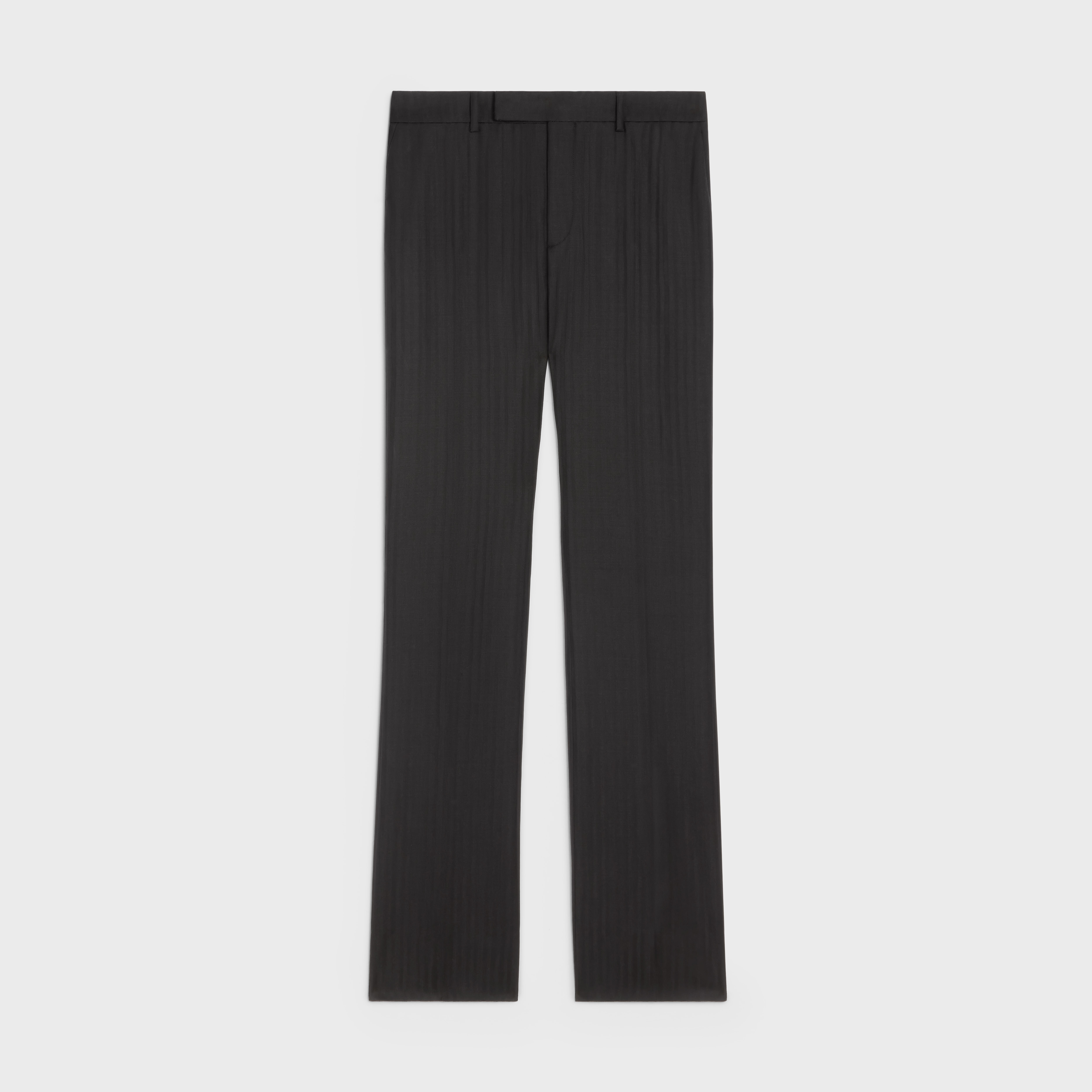 CELINE FLARED CROPPED PANTS IN STRIPED WOOL | REVERSIBLE