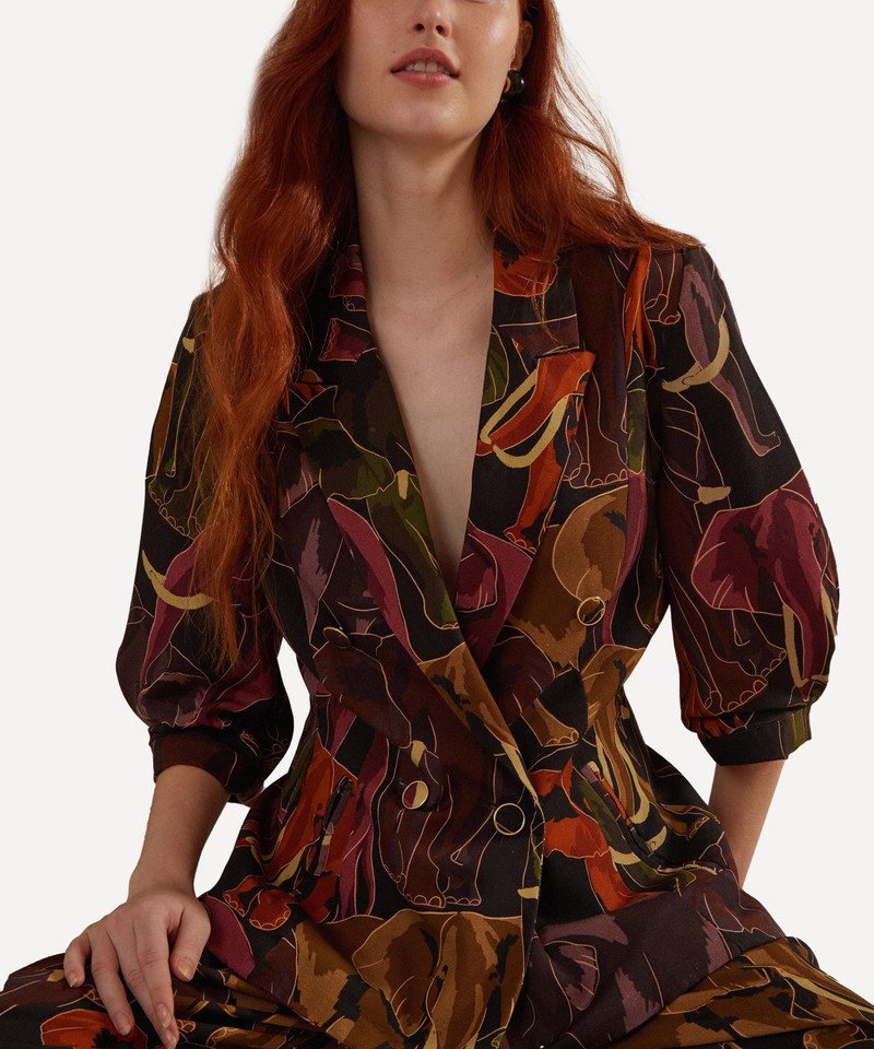 FARM RIO Elephants Brown Short Sleeve Blazer outlook
