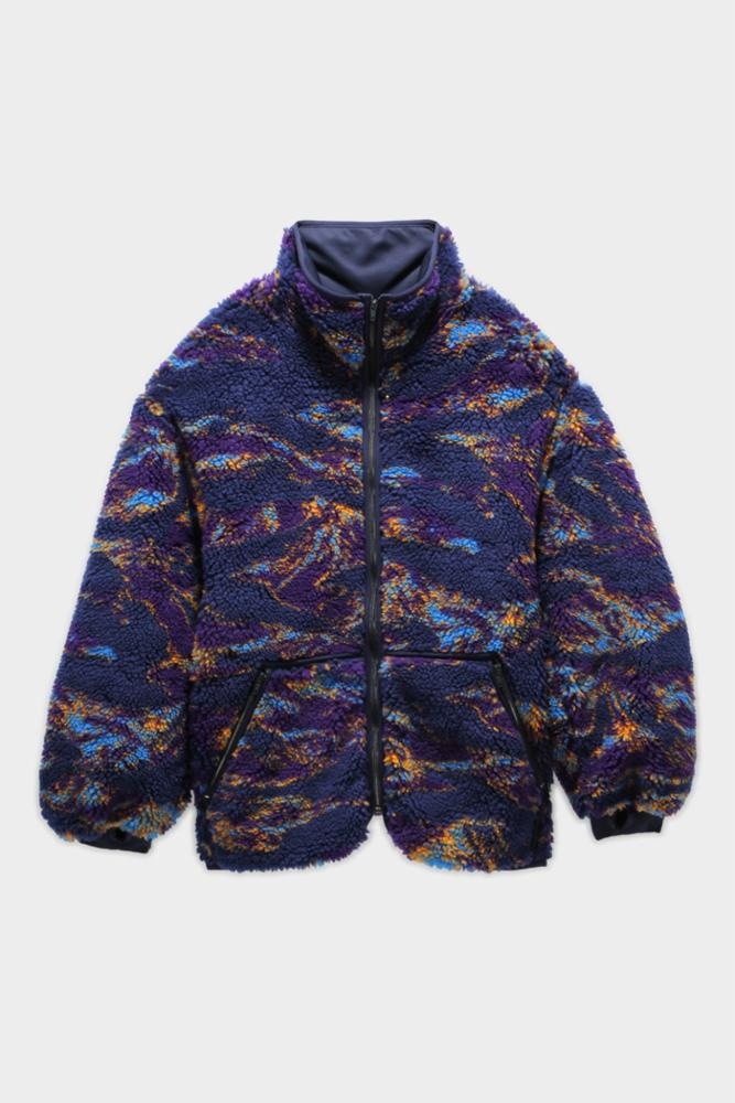 OVERSIZED ZIP-UP FLEECE JACKET - NAVY SWIRL | R13 - 1