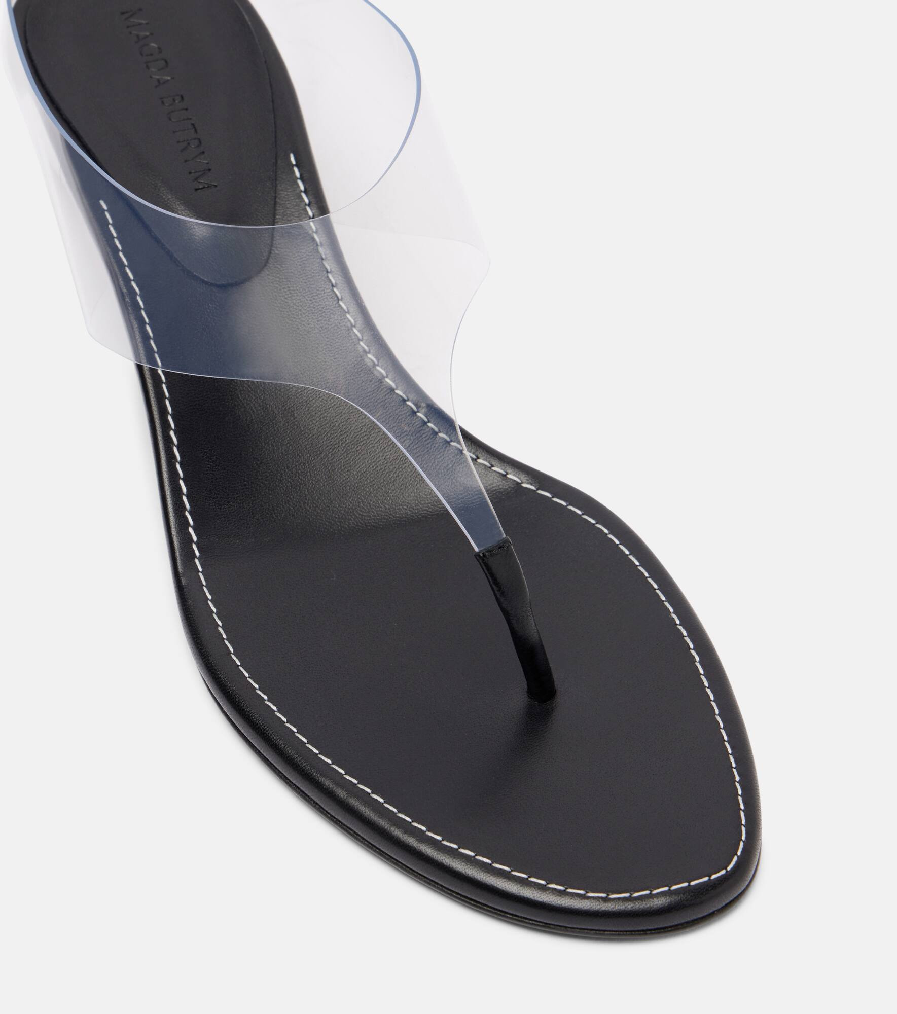 45 leather-trimmed thong sandals - 5