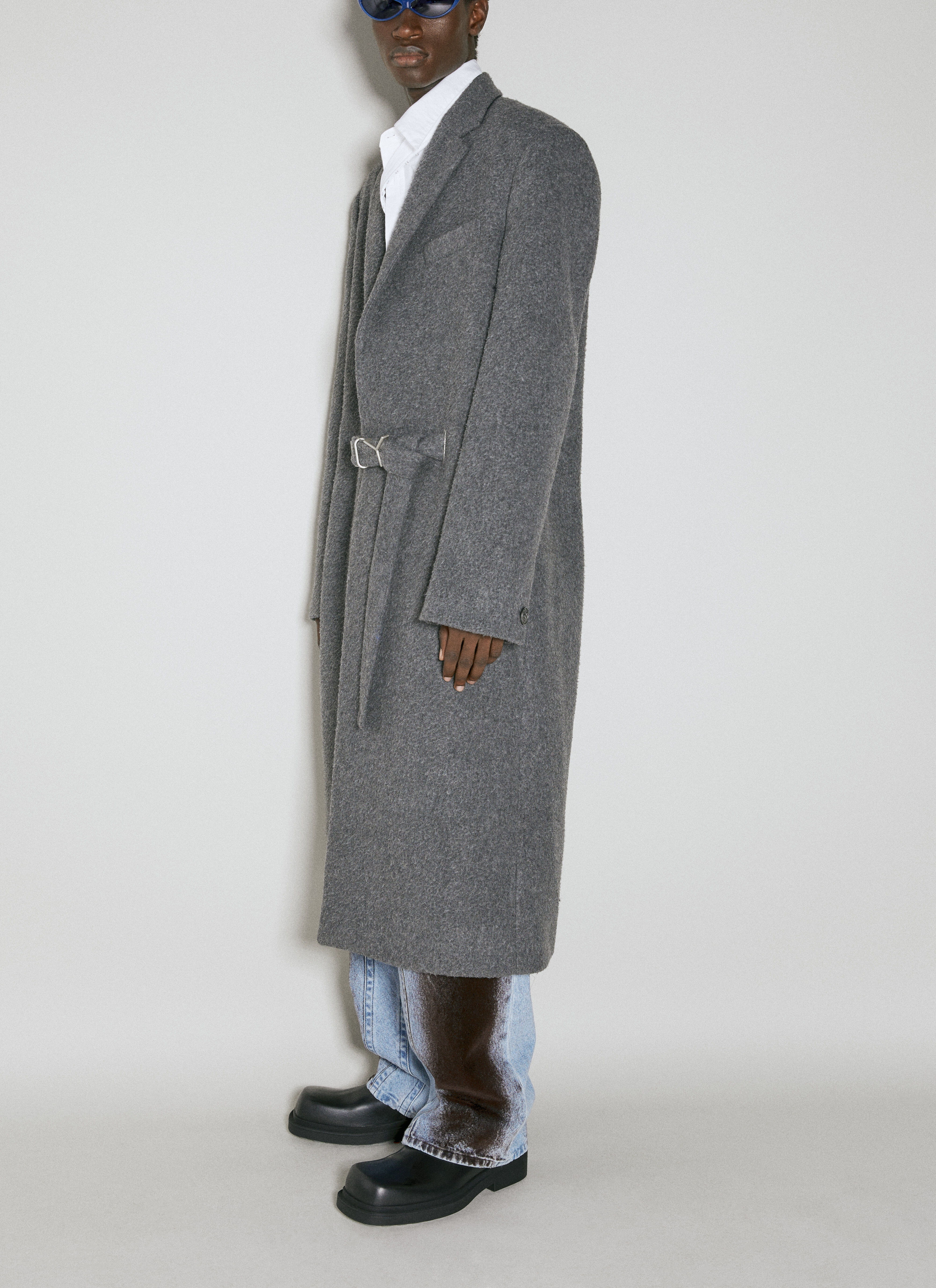 Y/Project Y Belt Brushed Wool Coat | lncc | REVERSIBLE