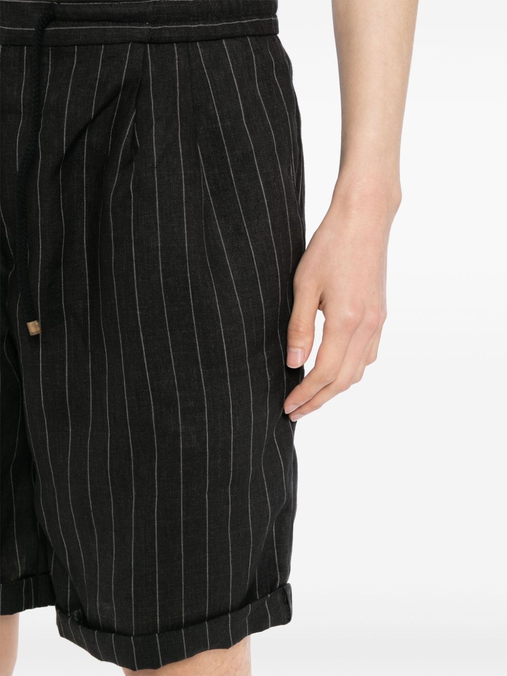 pinstripe linen shorts - 5
