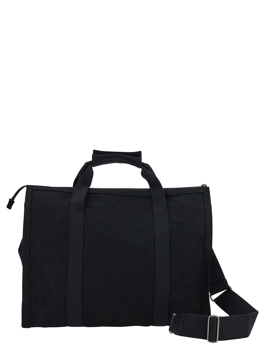 A.P.C. BLACK GYM BAG WITH CONTRASTING LOGO PRINT IN COTTON MAN - 4