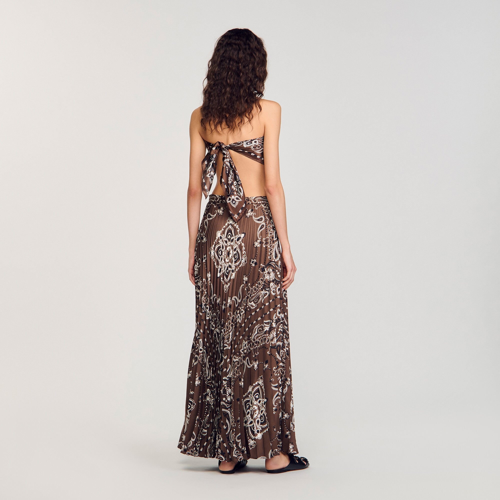 PLEATED MAXI SKIRT WITH BANDANA MOTIF - 5