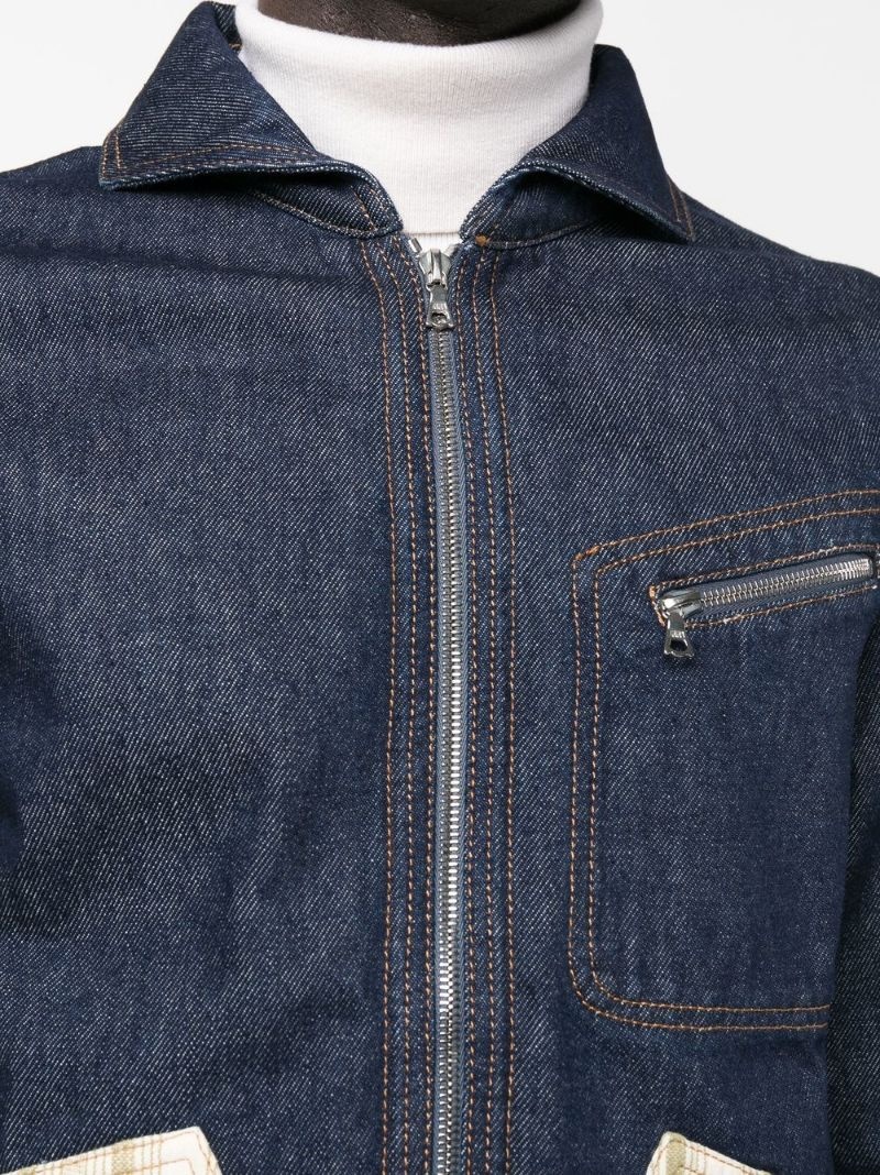 contrast-panel denim jacket - 5