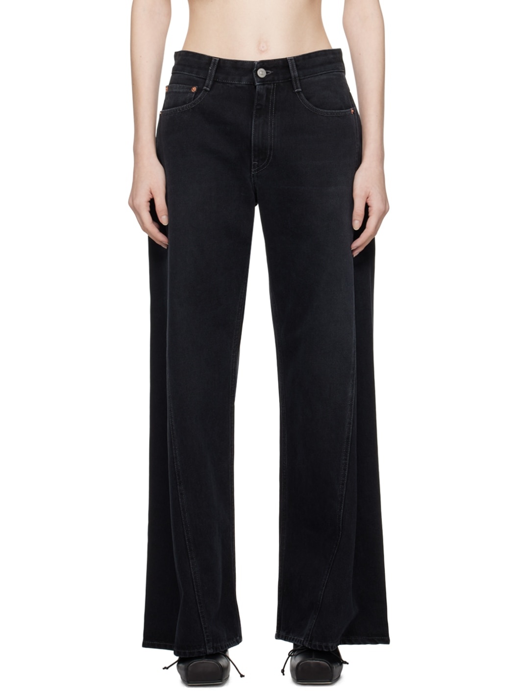 Women Black Twisted Bell Bottom Pants