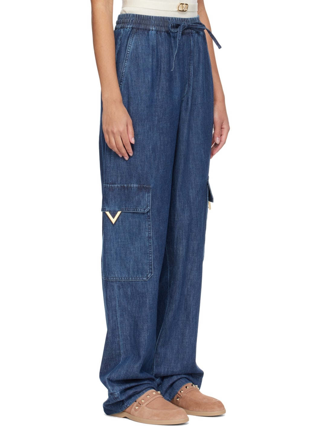 Blue Drawstring Cargo Pants - 2