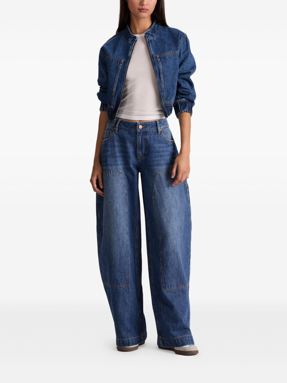 whiskered cotton jeans - 2