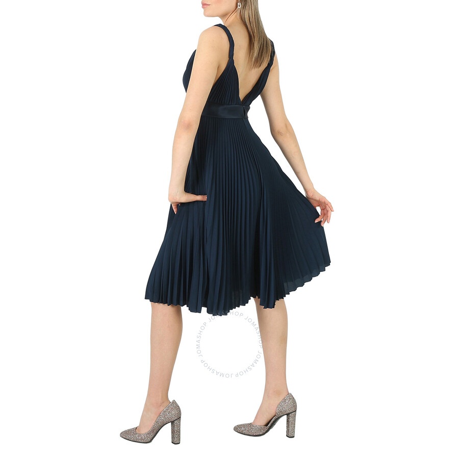 Burberry Ladies Ink Blue Empire-Line Pleated Dress - 6