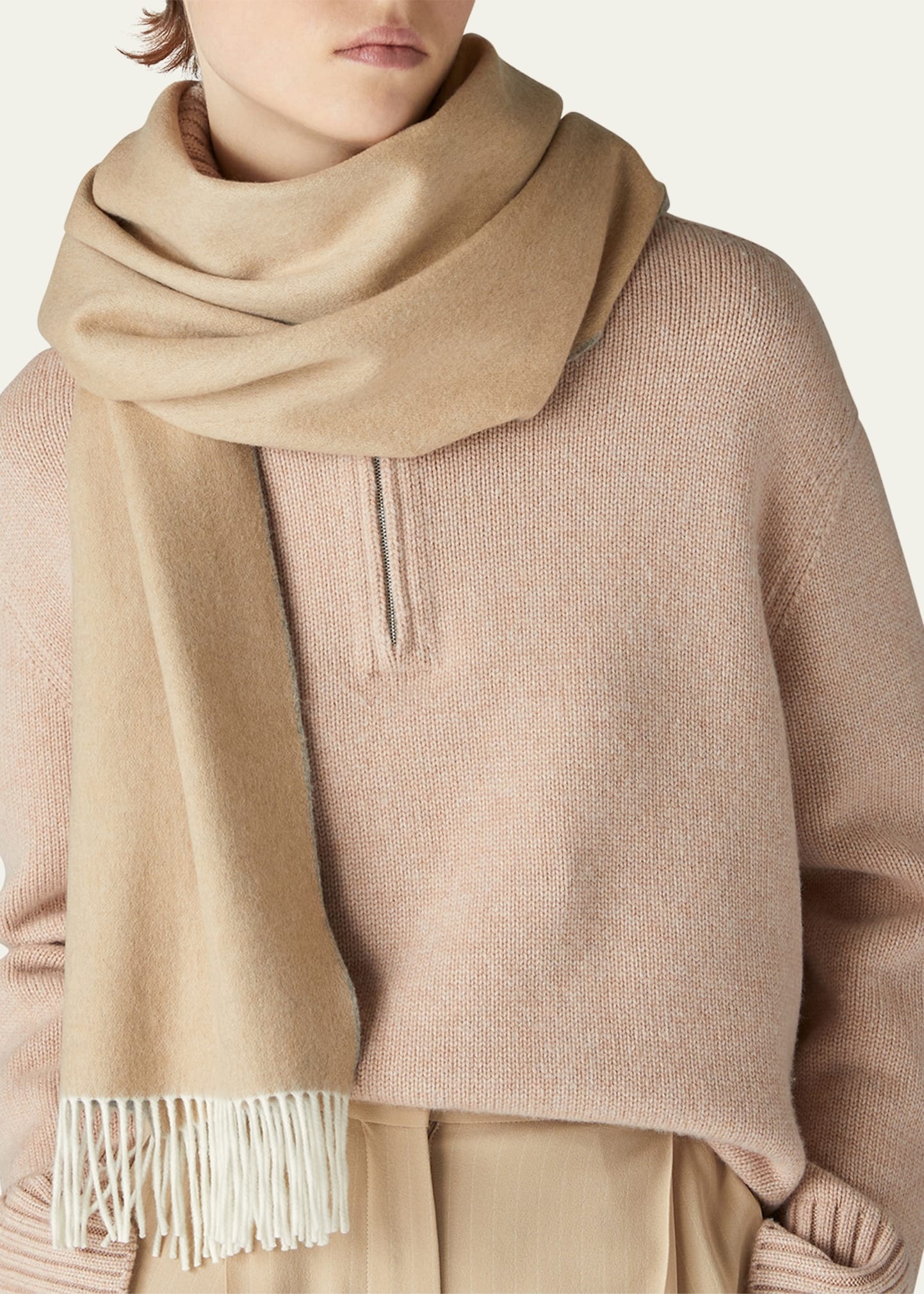 Cashmere Sciarpa Two-Tone Fringe-Trim Scarf - 3