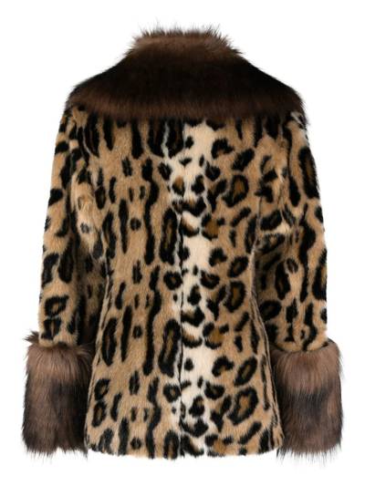 Alessandra Rich leopard-pattern faux-fur coat outlook