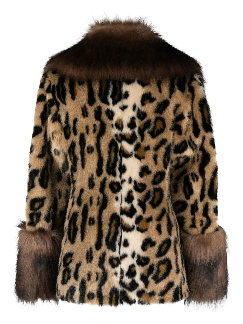 Alessandra Rich leopard-pattern faux-fur coat outlook