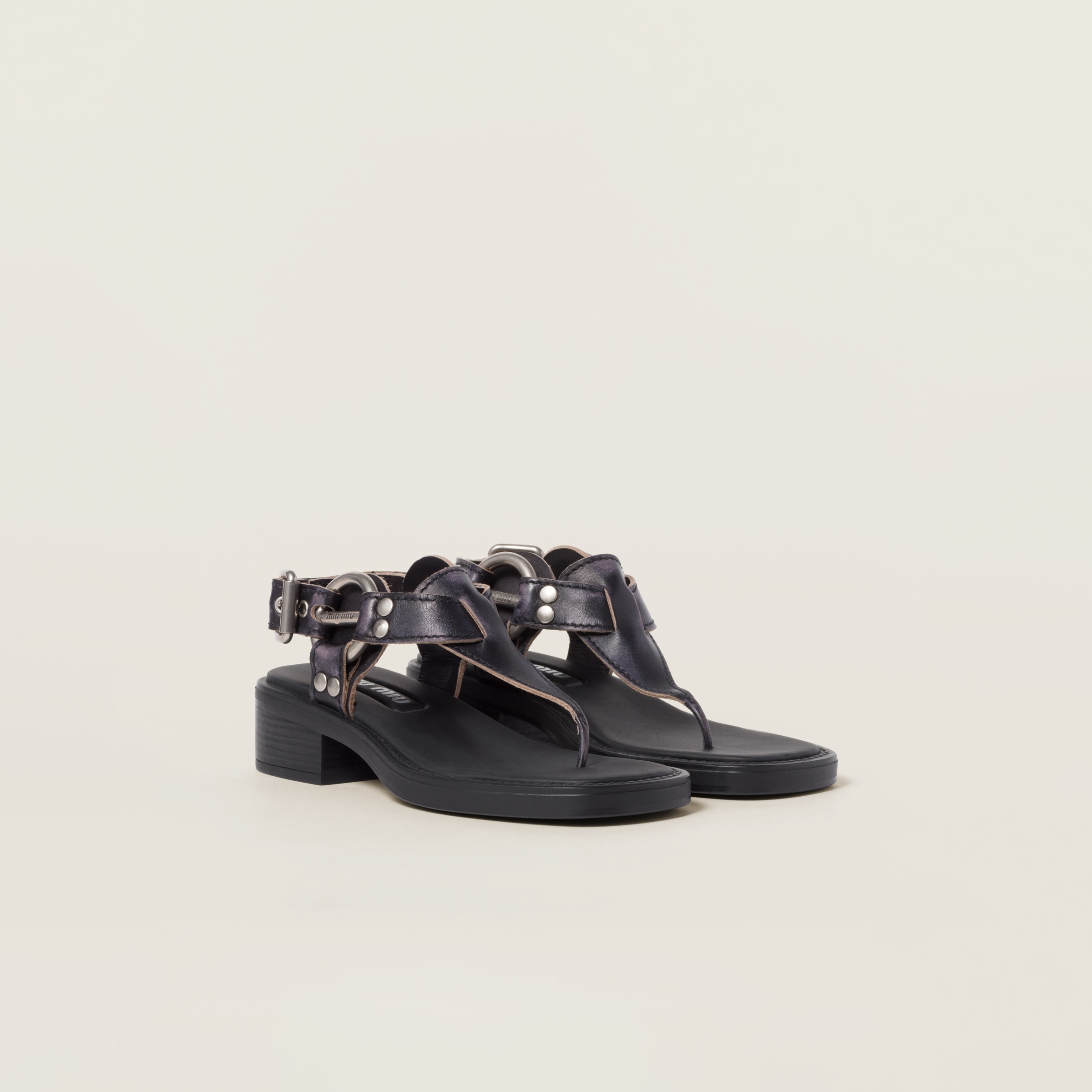 Bleached leather thong sandals - 1