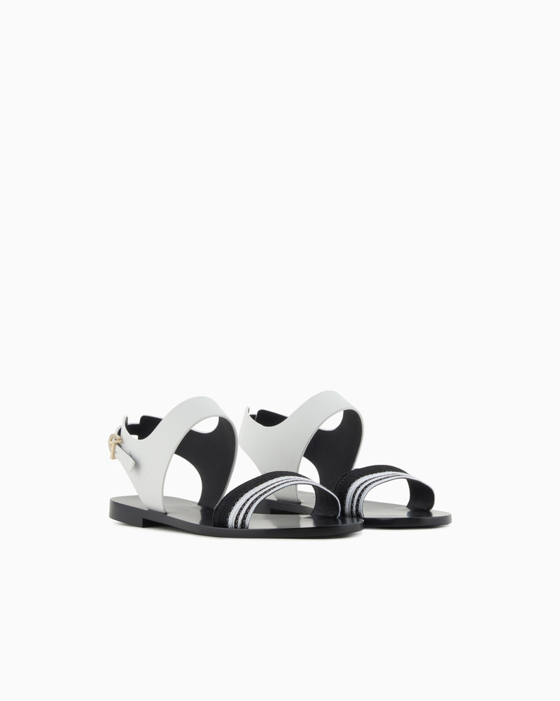 FLAT SANDALS IN LEATHER AND FABRIC 2