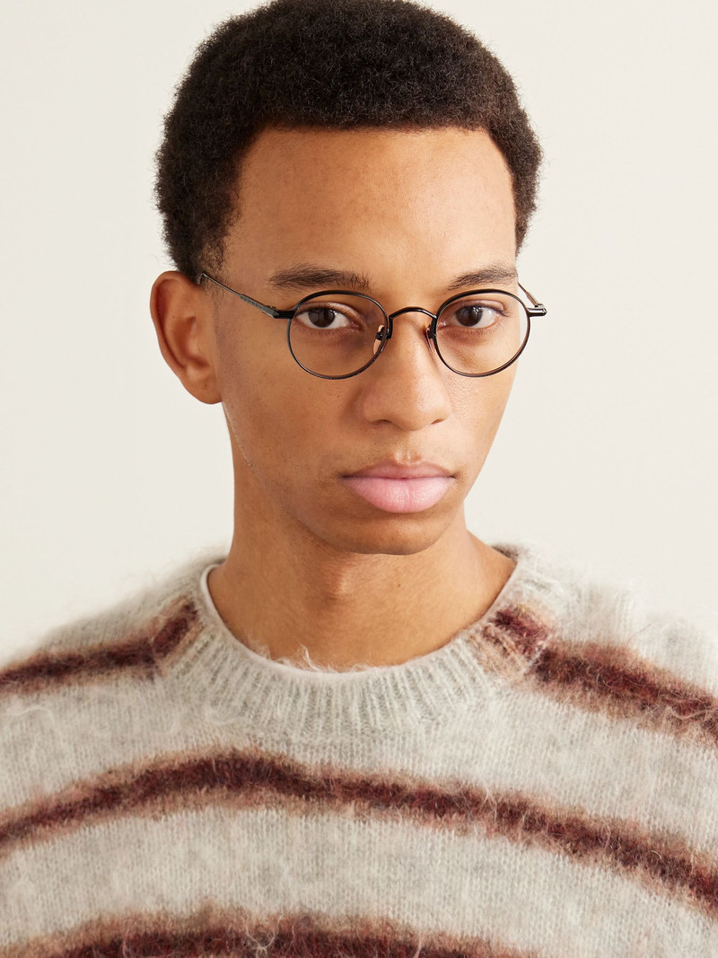 JACQUES MARIE MAGE Full Metal Jacket Round-Frame Titanium Sunglasses Black outlook