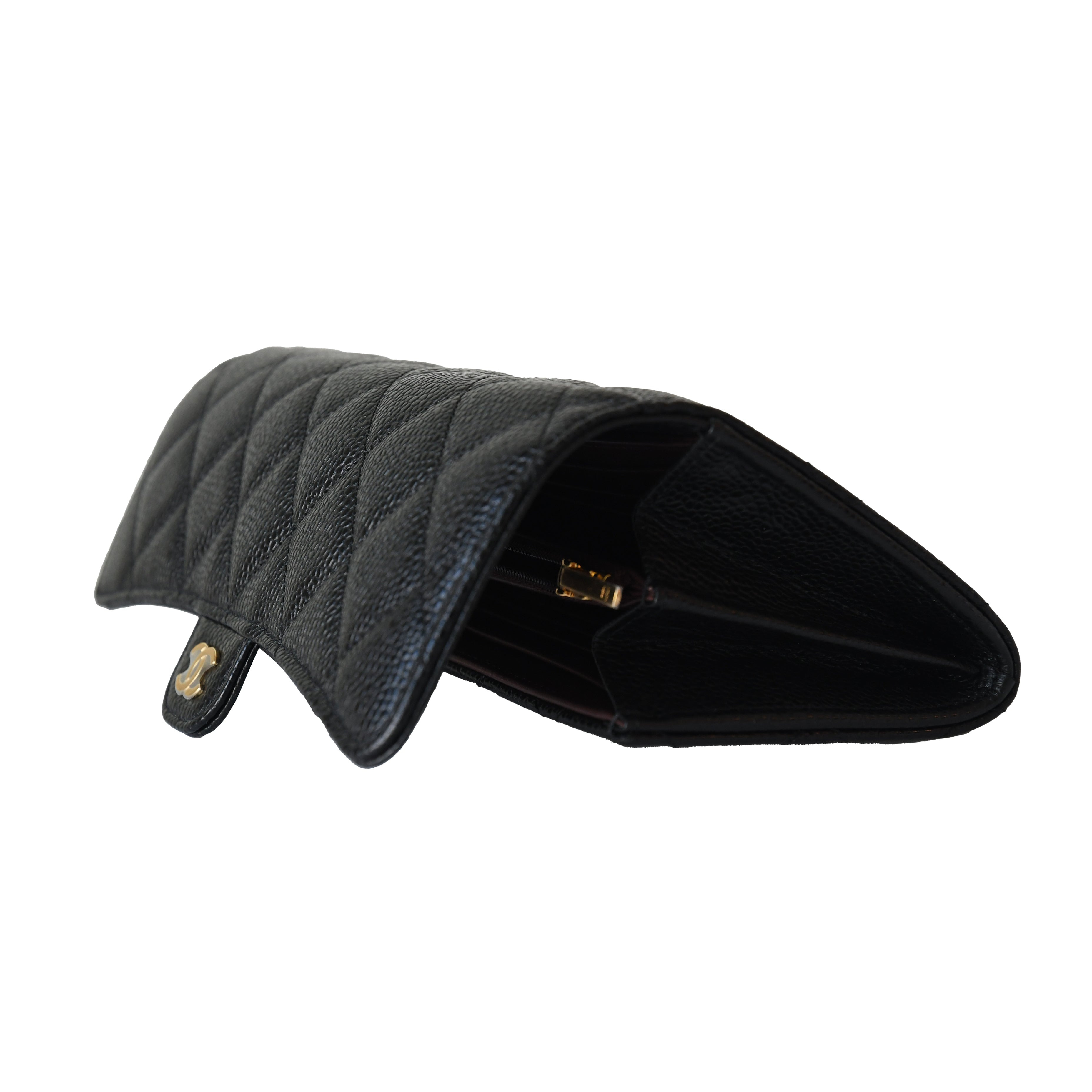 Chanel CC Quilted Caviar Continental Large Gusset Flap Wallet Gold Hardware Black - 5