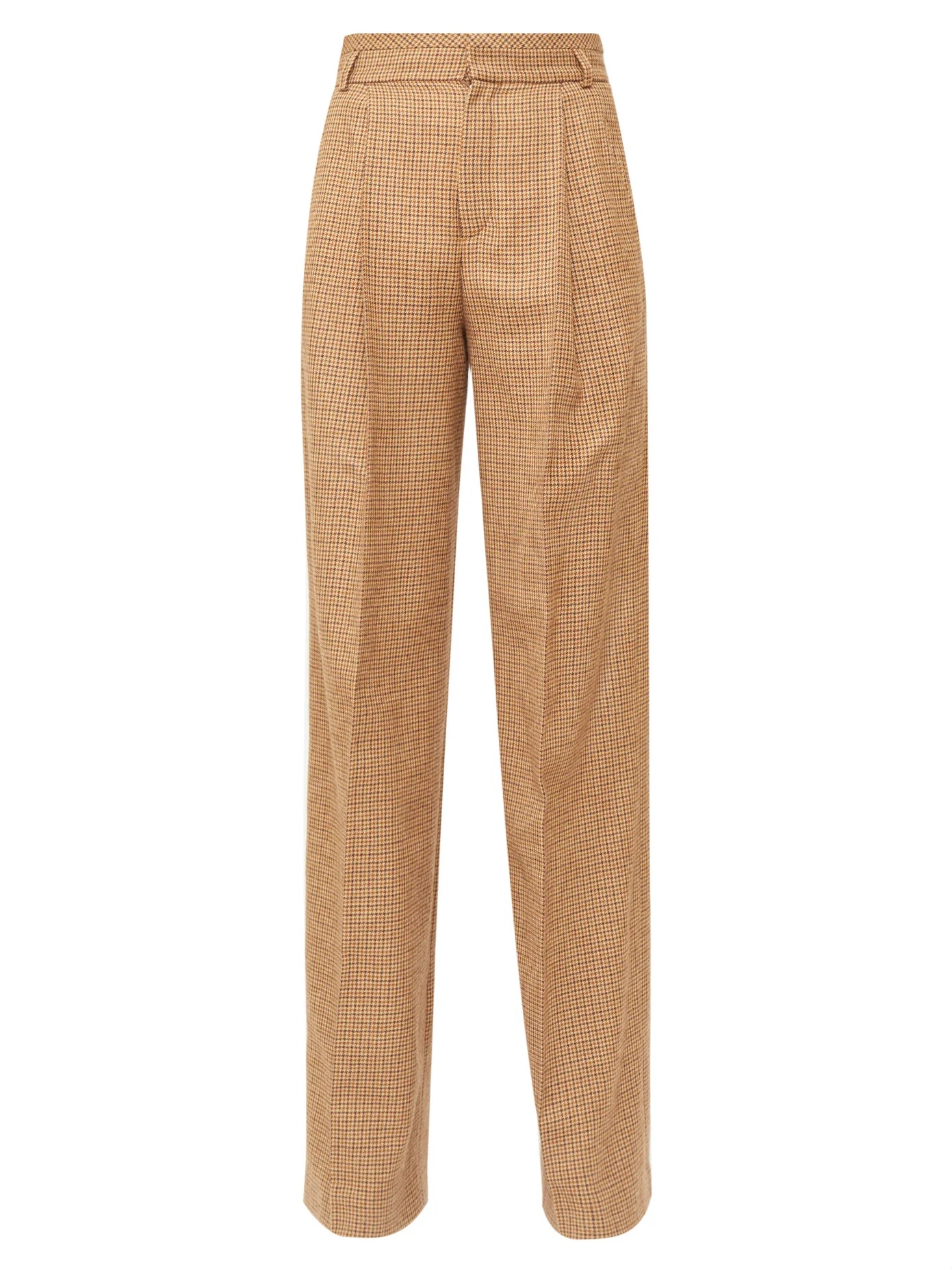 High-rise checked wool-twill flared trousers - 1