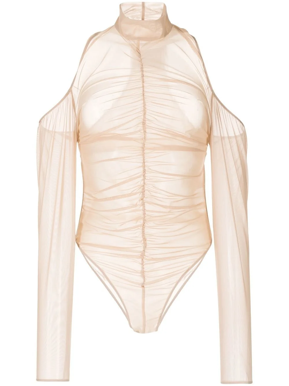 ruched mesh bodysuit - 1