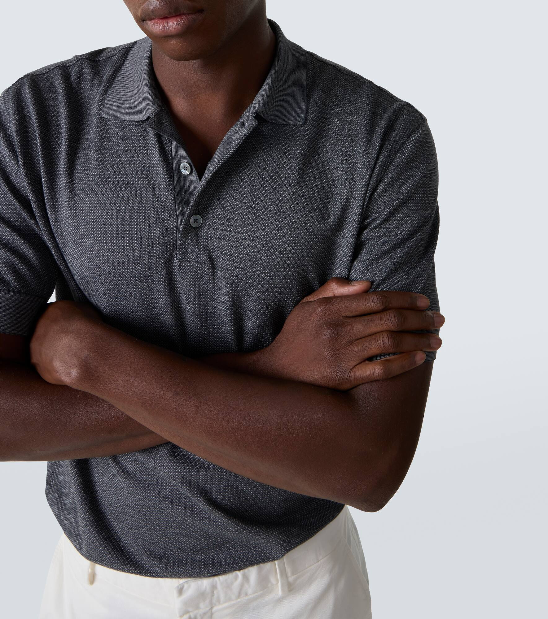 Cotton and silk piqué polo shirt - 6