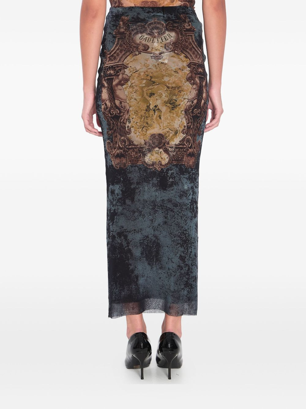 Médaillon-print elastic-waist skirt - 4