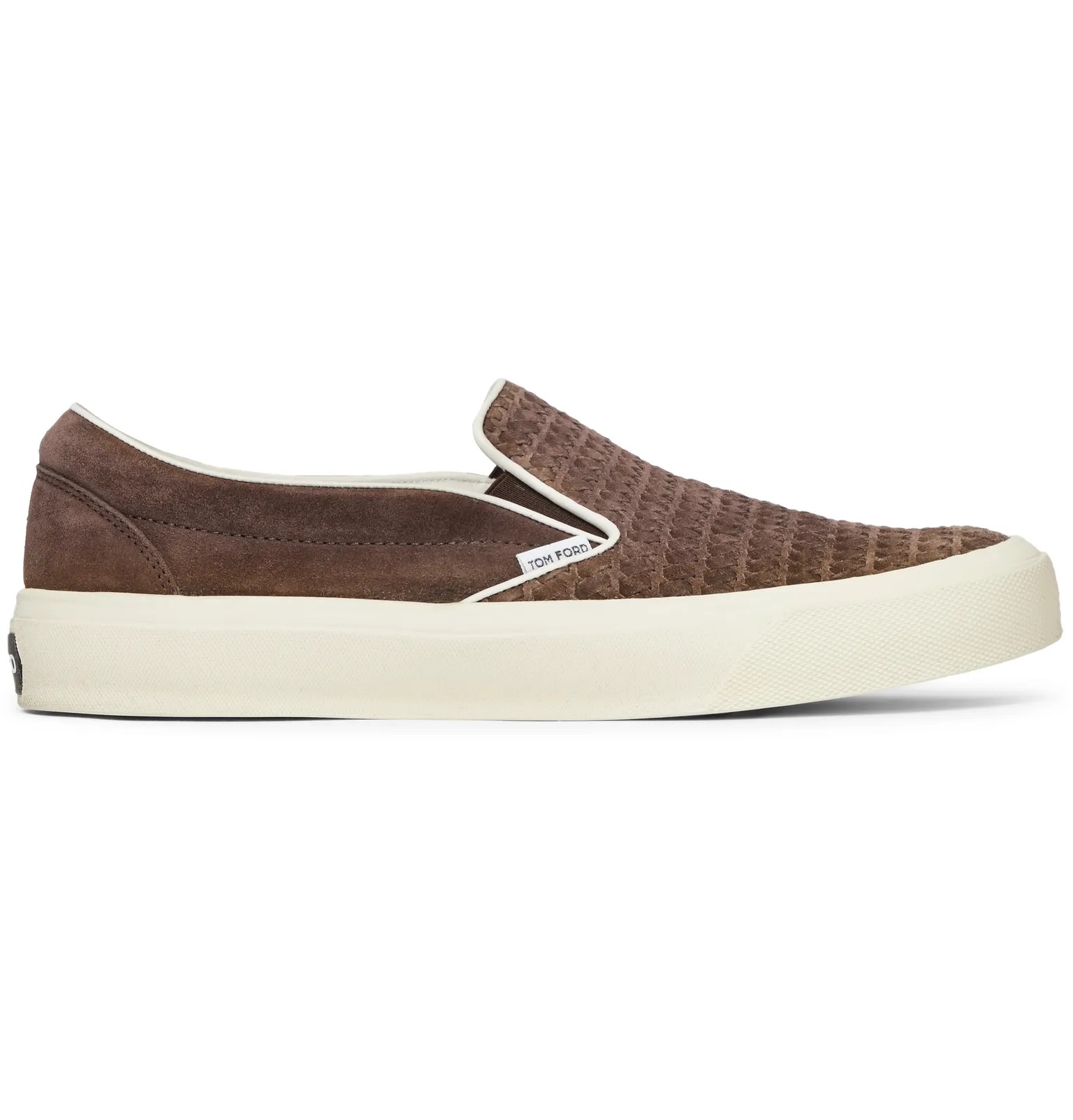 Cambridge Leather-Trimmed Woven Suede Slip-On Sneakers - 1