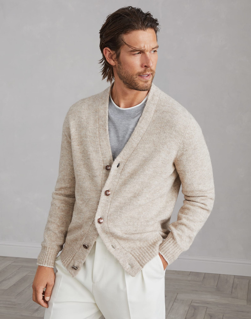 Alpaca, cotton and wool cardigan with metal buttons 1