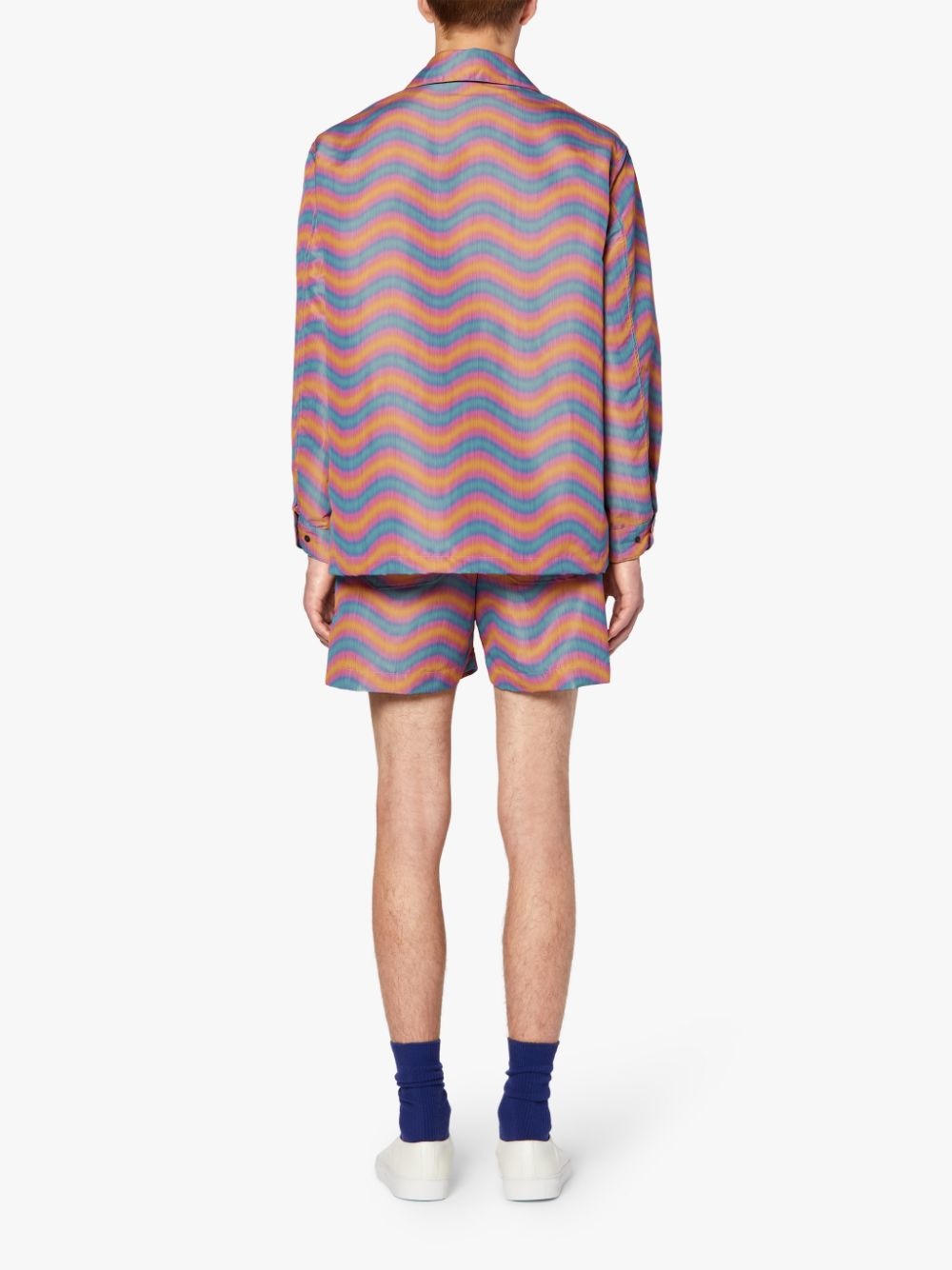 TEEMING PINK & ORANGE WAVE PRINT NYLON COACH JACKET | GMM-216 - 3