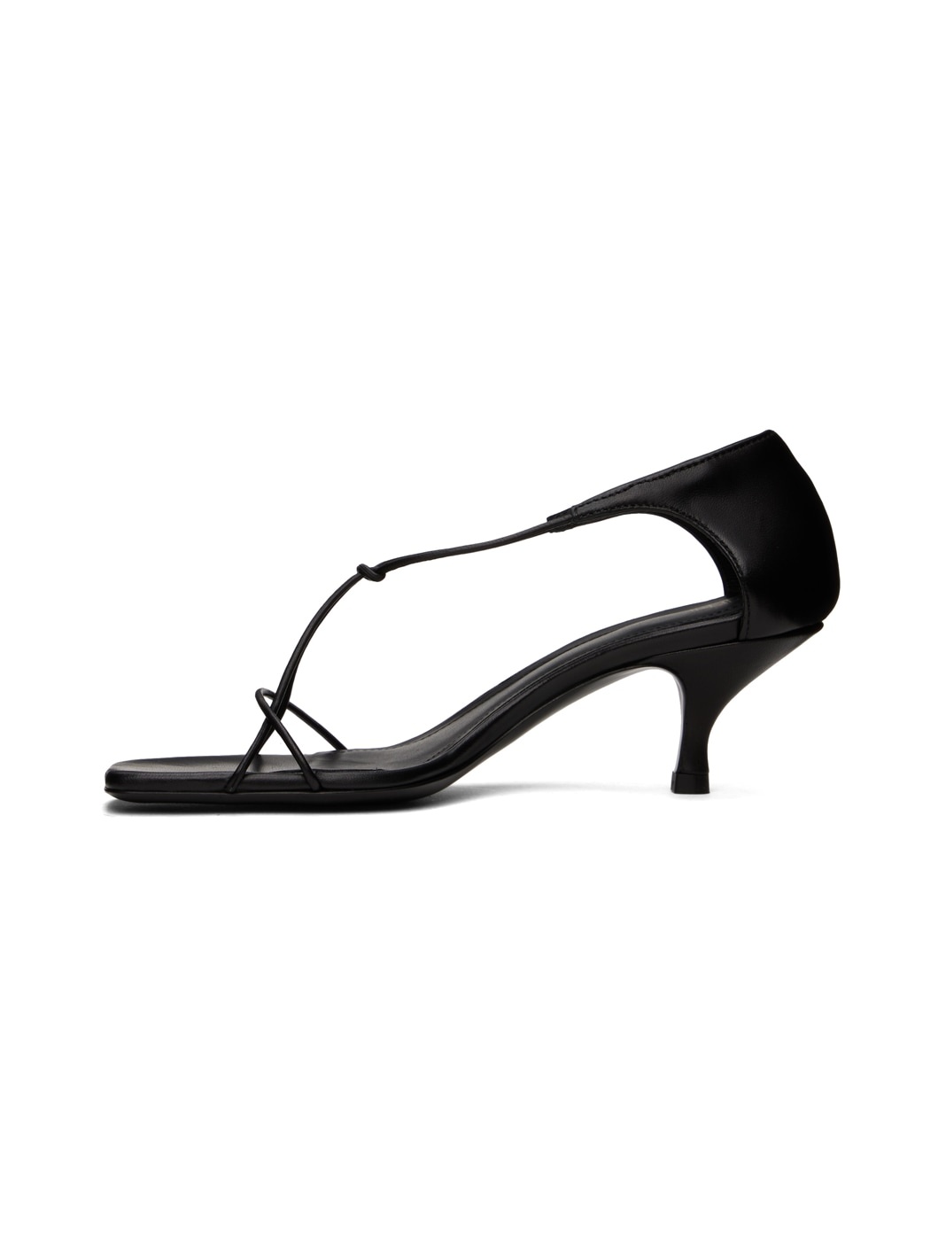 Black 'The Leather Knot' Heeled Sandals - 3