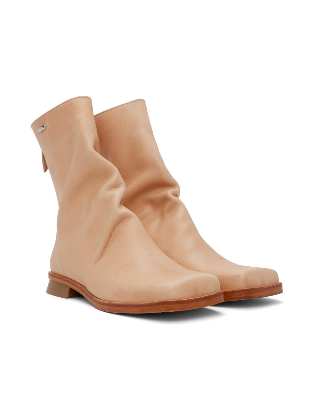 Beige Blunt Boots - 4