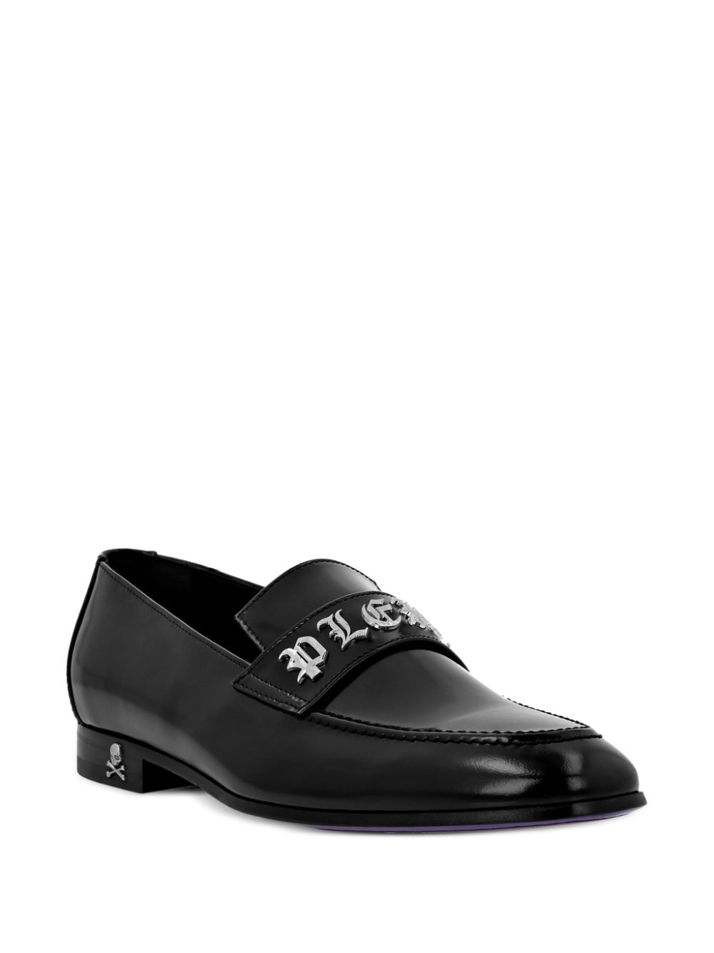 Gothic logo-plaque leather moccasins - 2
