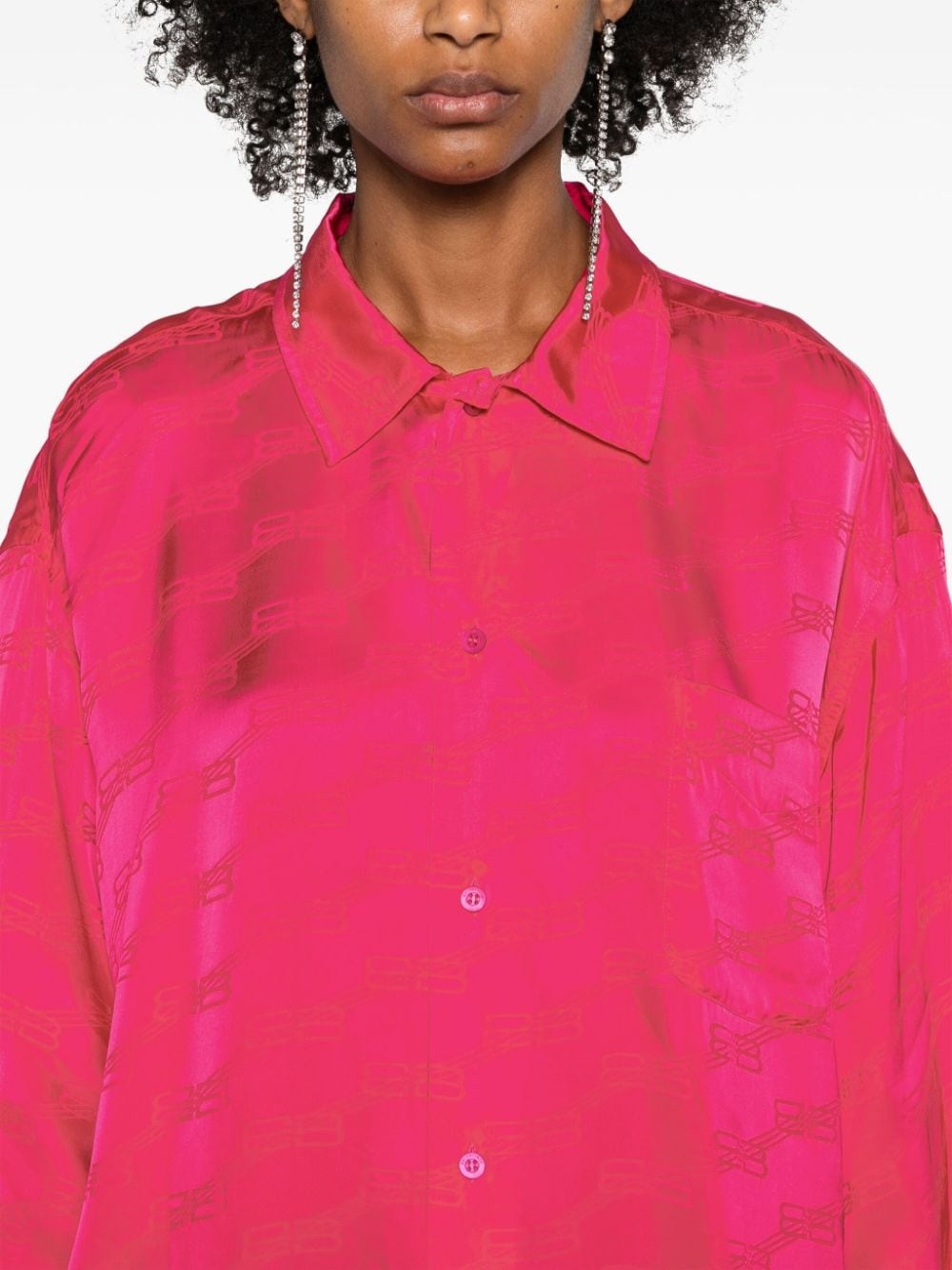 jacquard-logo satin shirt - 5