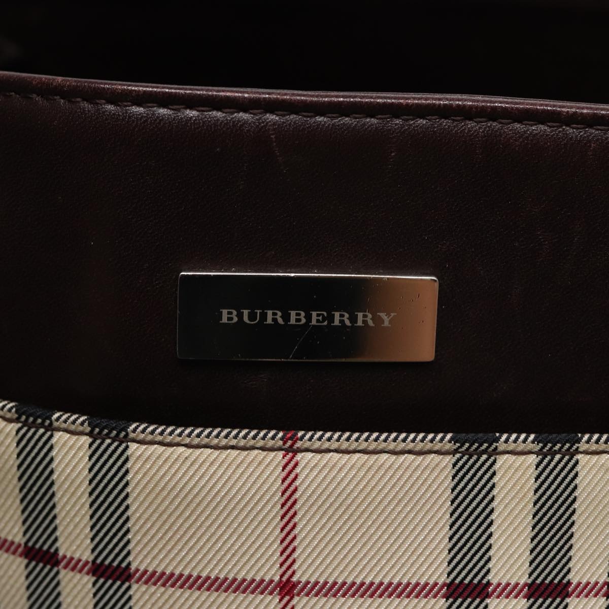 Burberry Nova Check Hand Bag Canvas Beige Silver - 10
