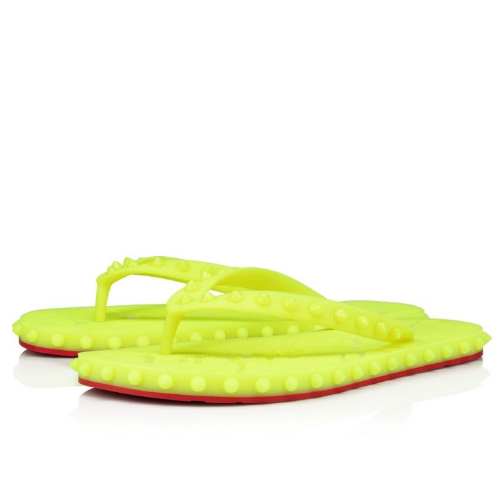 Christian Louboutin Super Loubi Flip Flop in Fluo Green