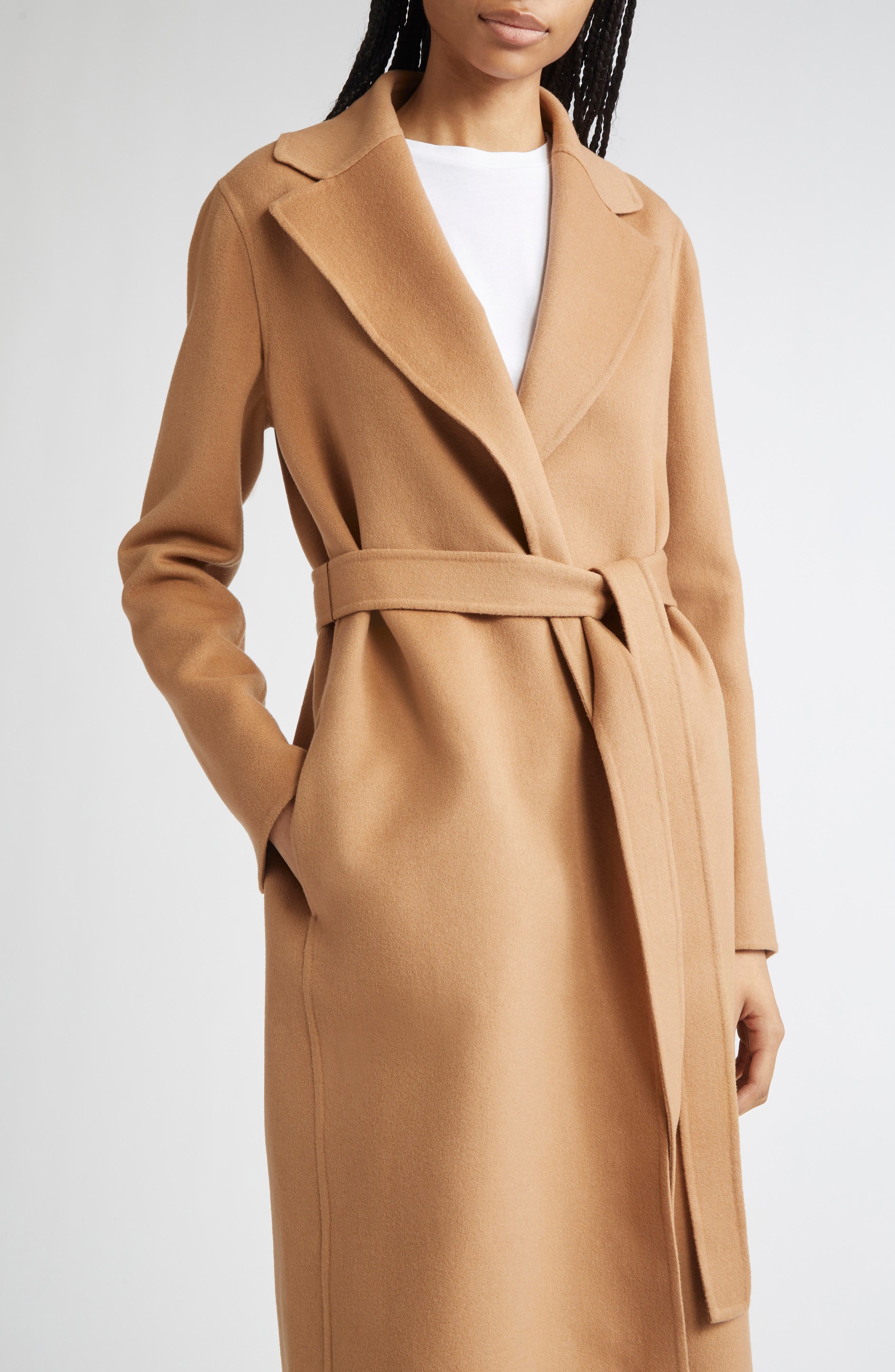 Stella McCartney Belted Double Face Wool Wrap Coat in New Camel at Nordstrom - 5