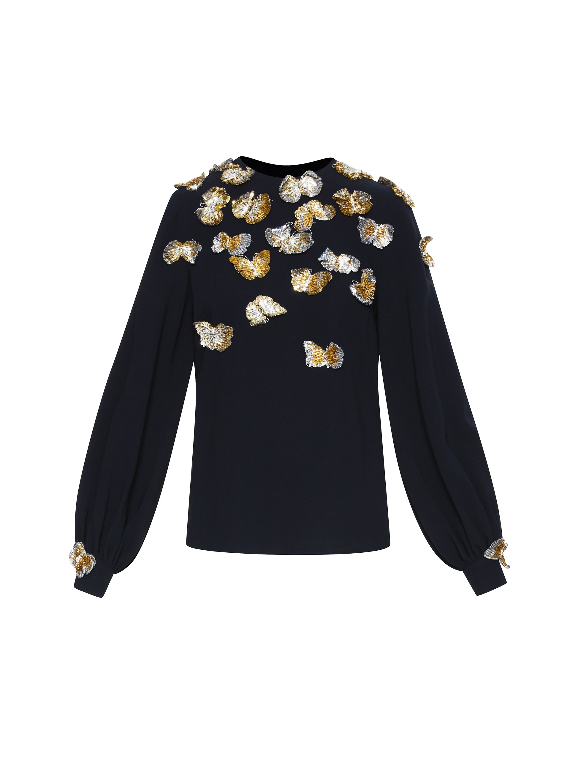 BUTTERFLY SEQUIN EMBROIDERED BLOUSE - 1