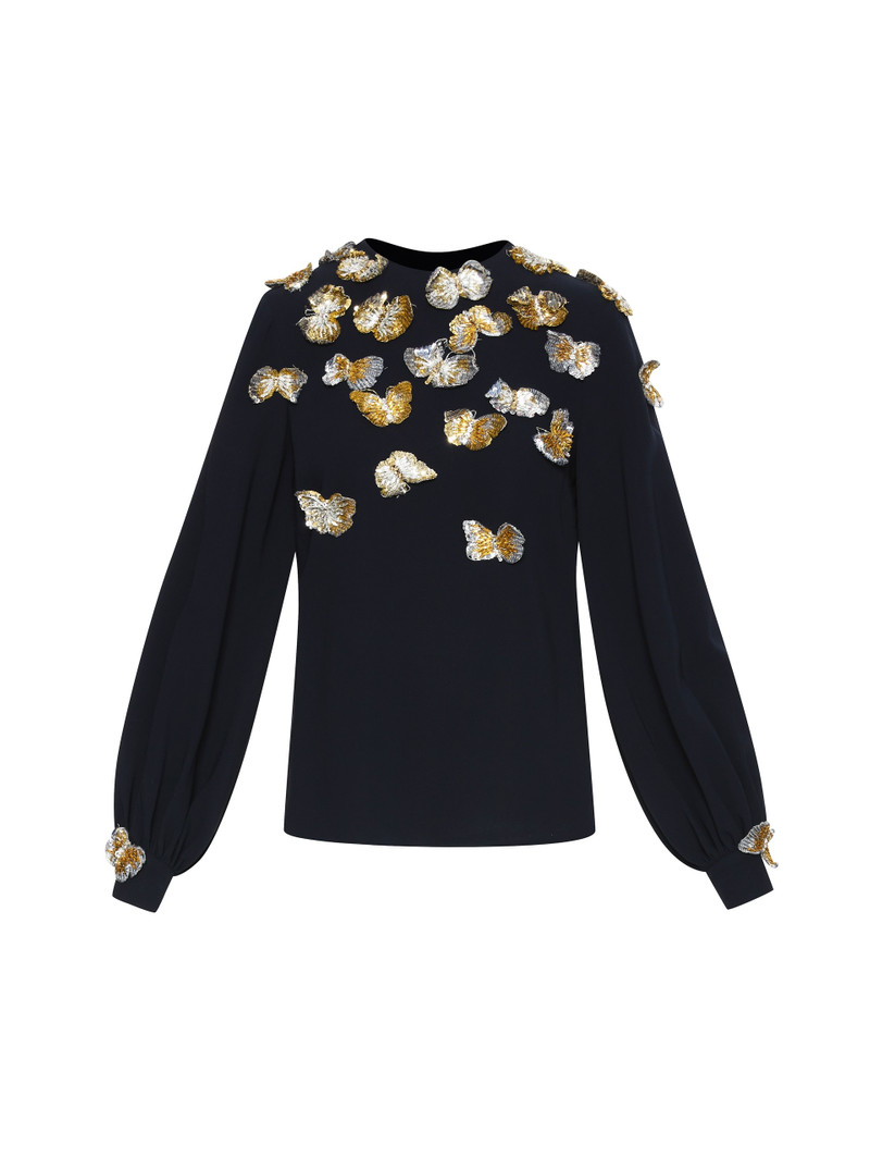 BUTTERFLY SEQUIN EMBROIDERED BLOUSE 1