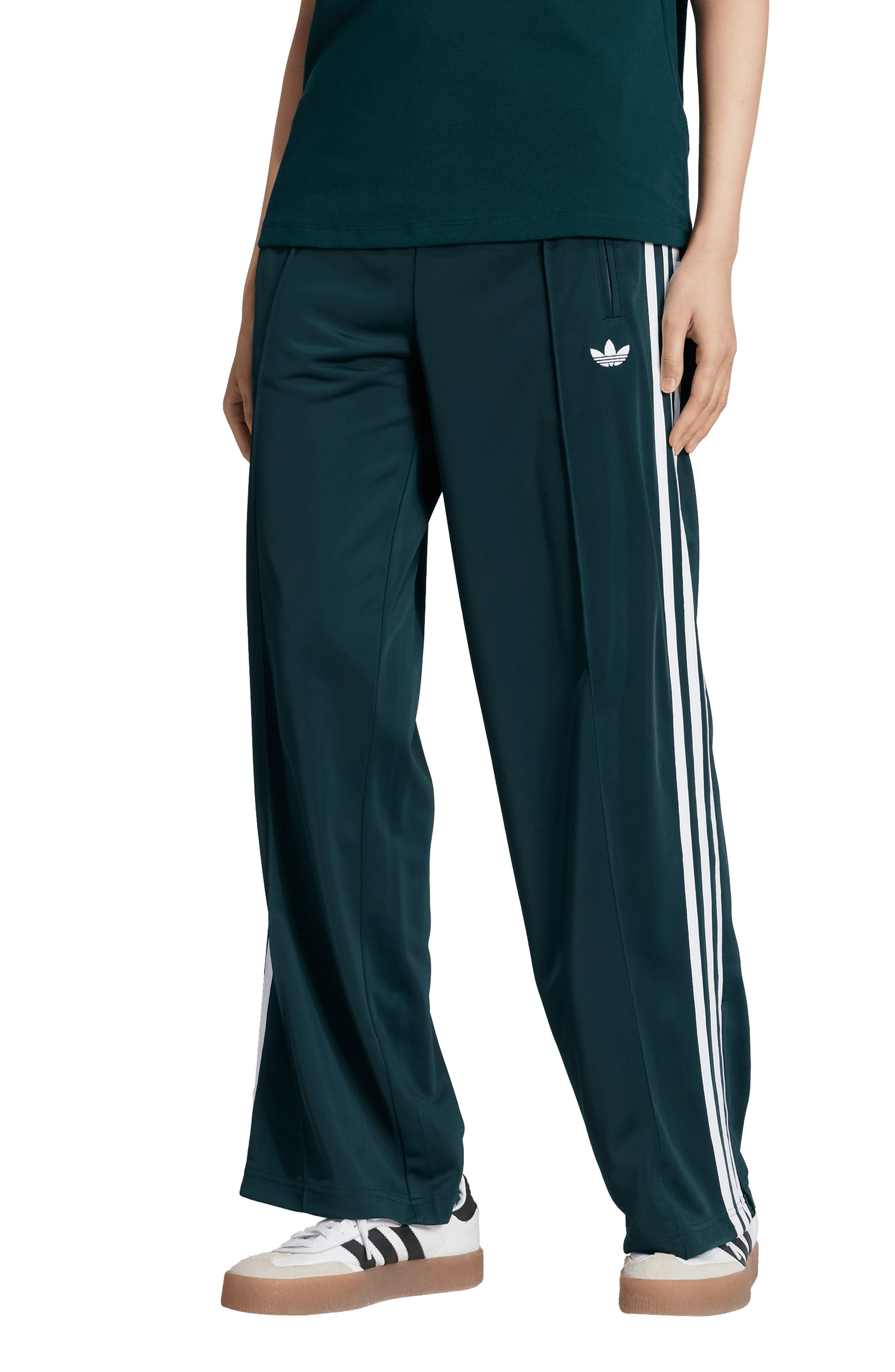 adidas Firebird Recycled Polyester Track Pants in Aurora Ivy/White at Nordstrom - 1