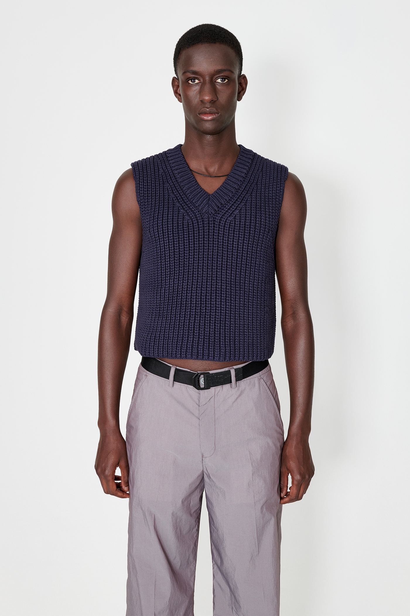 Intact Vest Navy Chunky Cotton Rib - 2