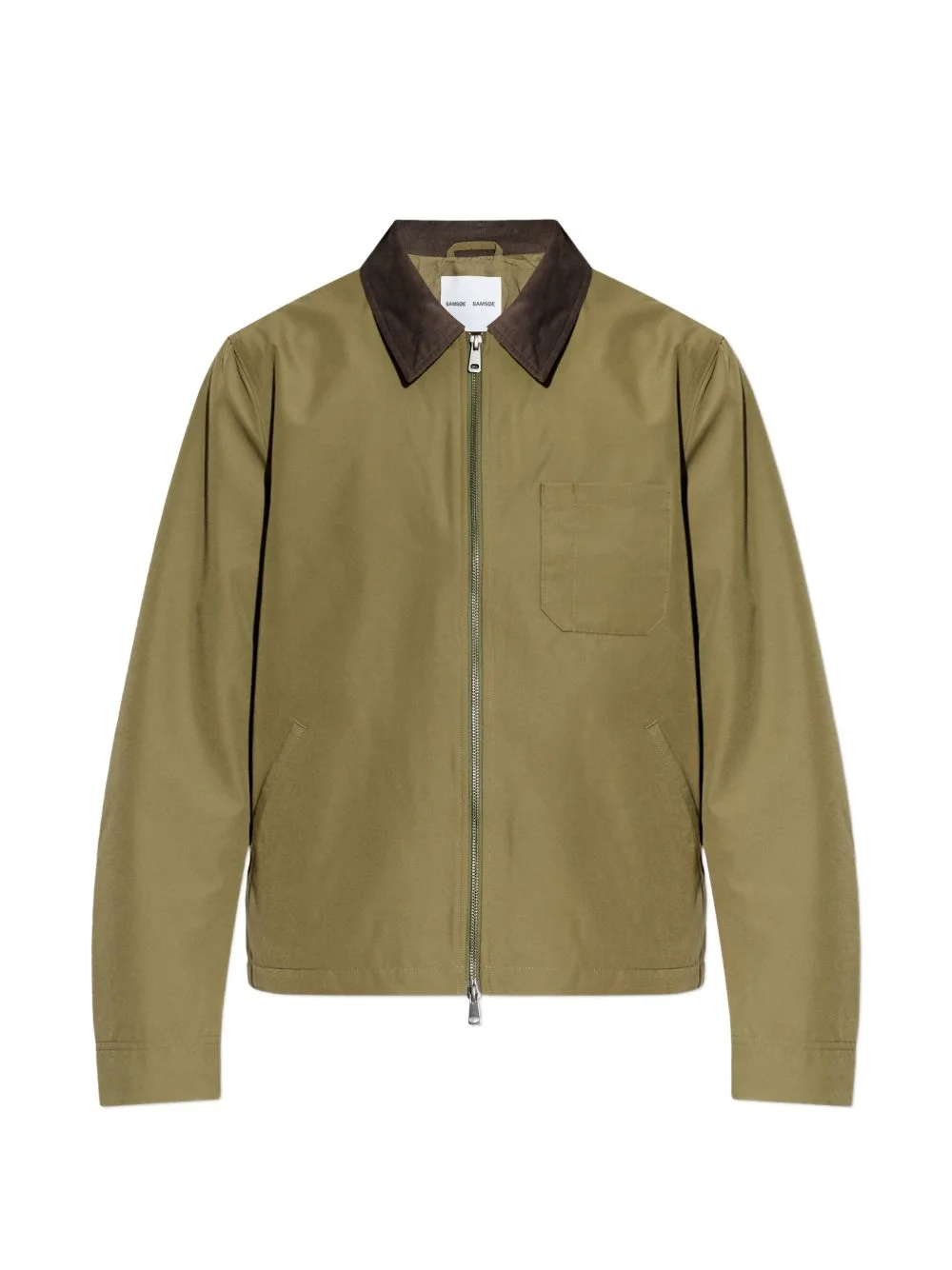 Sarobin Z chest-pocket contrastong-collar jacket - 1
